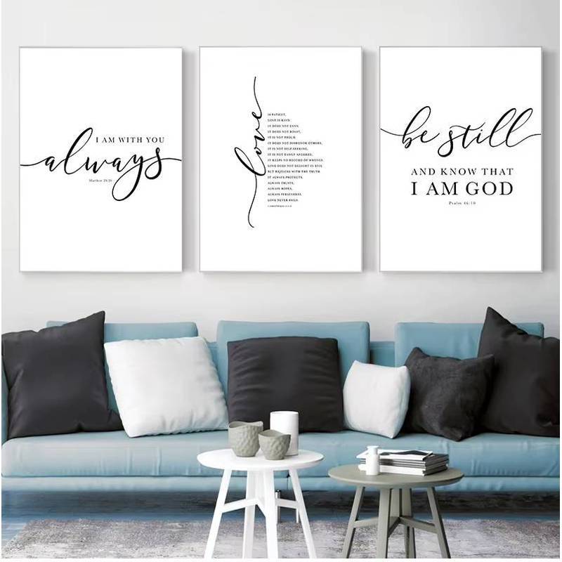 Christian Bible Verse Quote Posters Black White Wall Pictures Scripture Christ Wall Art Canvas Paint