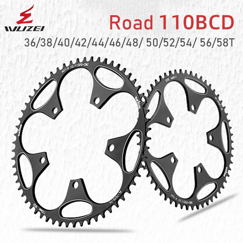 WUZEI 110 bcd chainring Xe Đạp Đường Bộ Dây 110bcd 5 bu lông hẹp rộng 36T 38T 40T 42T 44T 46T 48T 50