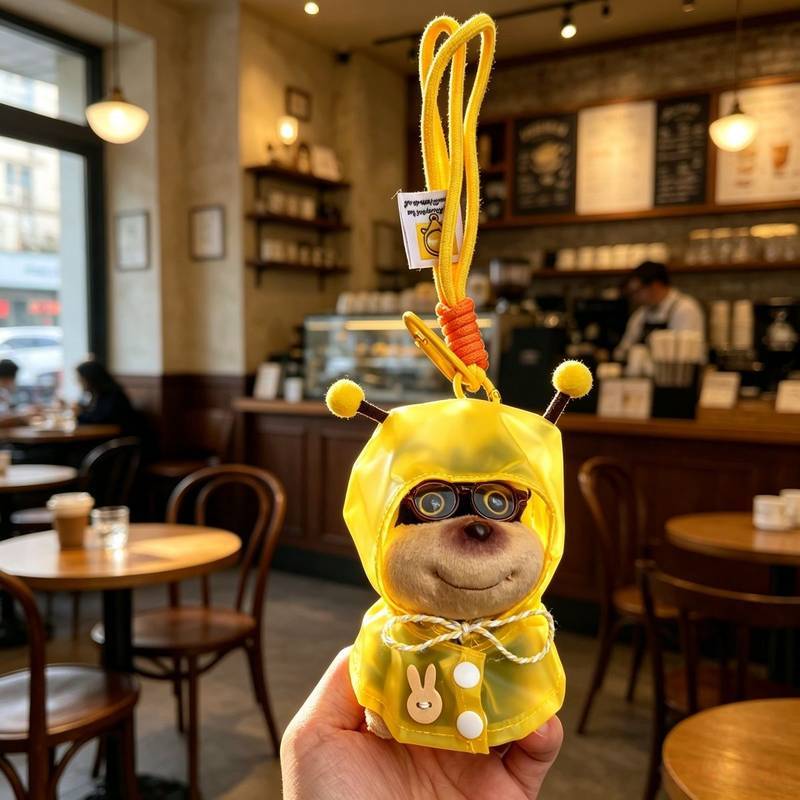 Cute Raincoat Bee Dog Bag Package Pendant Cartoon Puppy Plush Doll Keychain Doll Backpack Ornaments 
