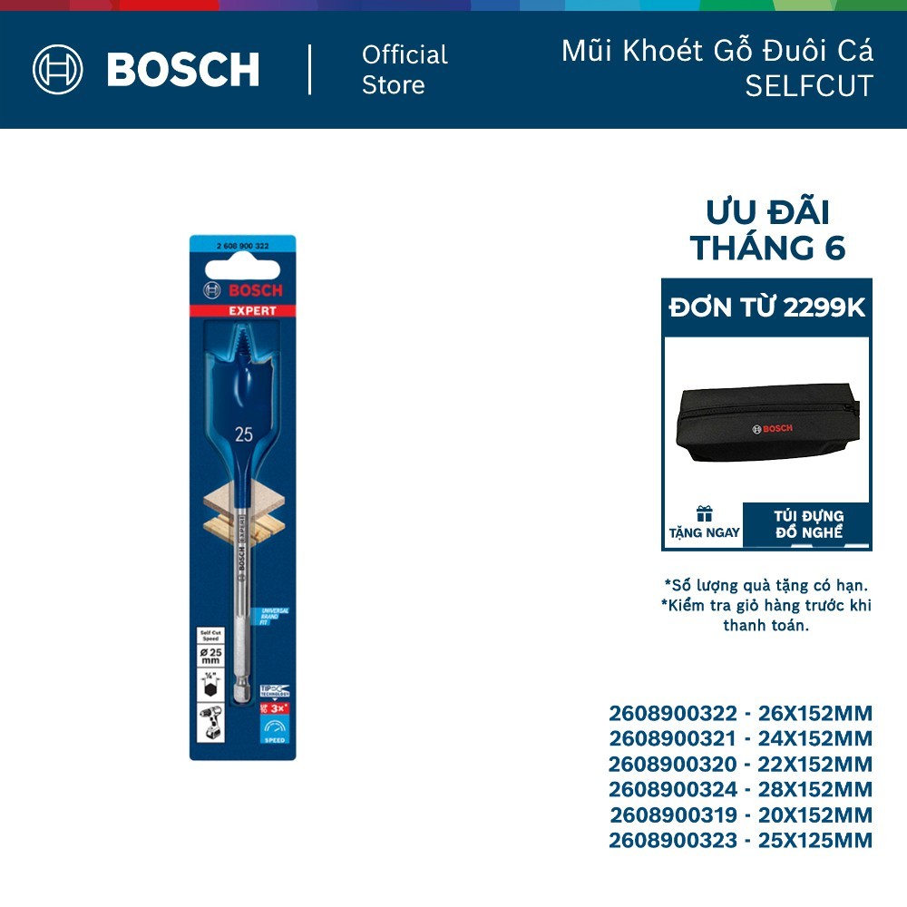 Mũi khoét gỗ đuôi cá SELFCUT Bosch