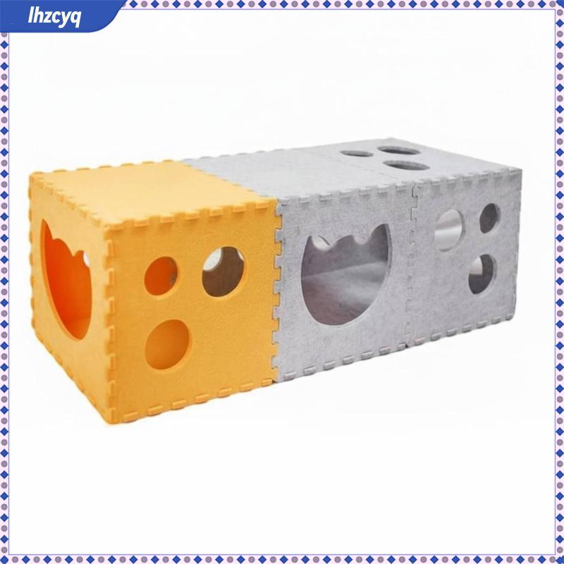 DIY Cat Tunnel House Tương tác Nỉ Cat Cube Vỏ thú cưng có thể gập lại với Peepholes cho Kitty vui nh