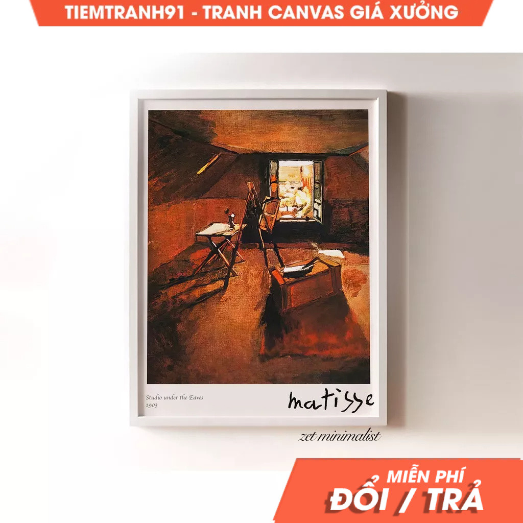 Tranh treo tường, Matisse Exhibition Poster, Studio under the Eaves, Henri Matisse, Expressionism, F