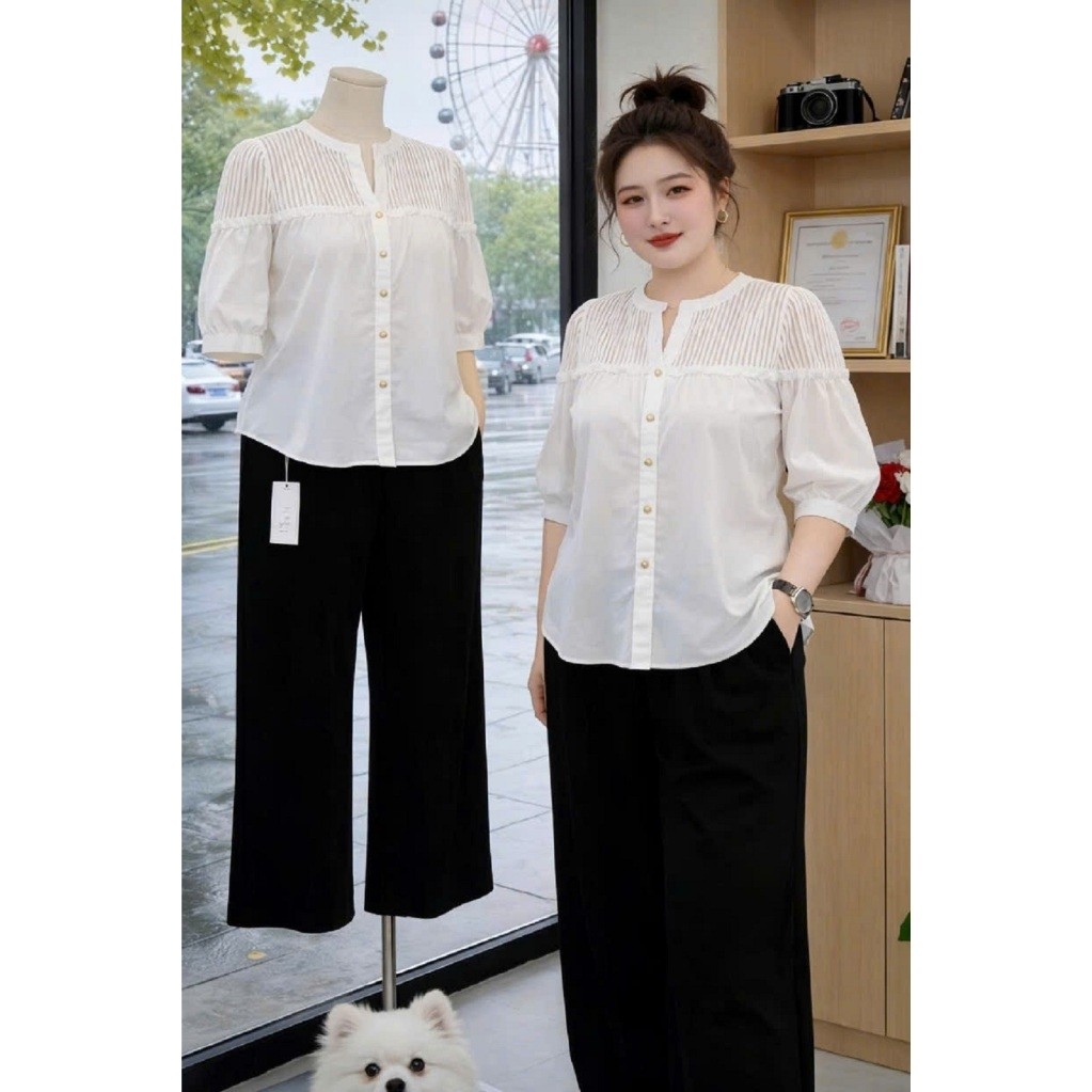 Áo Bigsize Nữ Tú Mỡ Áo Bigsize Thiết Kế Kiểu Cổ Xẻ Đi Chơi Đi Tiệc Đủ Size 45-80kg AK0405