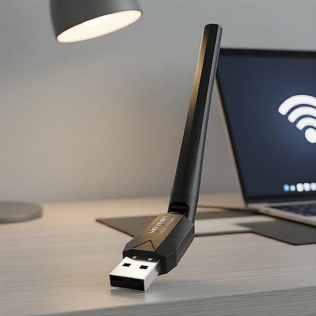Bộ chuyển đổi WLAN USB 2.4GHz Vention 200Mbps tăng cường tín hiệu cho máy tính để bàn