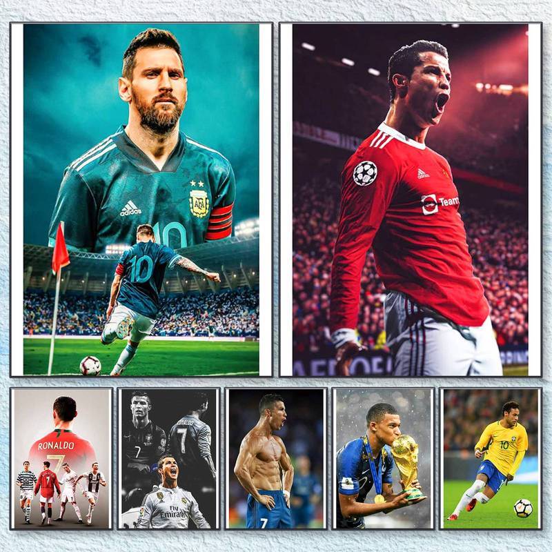 Messi Mbappe Ronaldo Neymar Football Stars FIFA World Cup Poster HD No Frame Canvas Wall Art Paintin