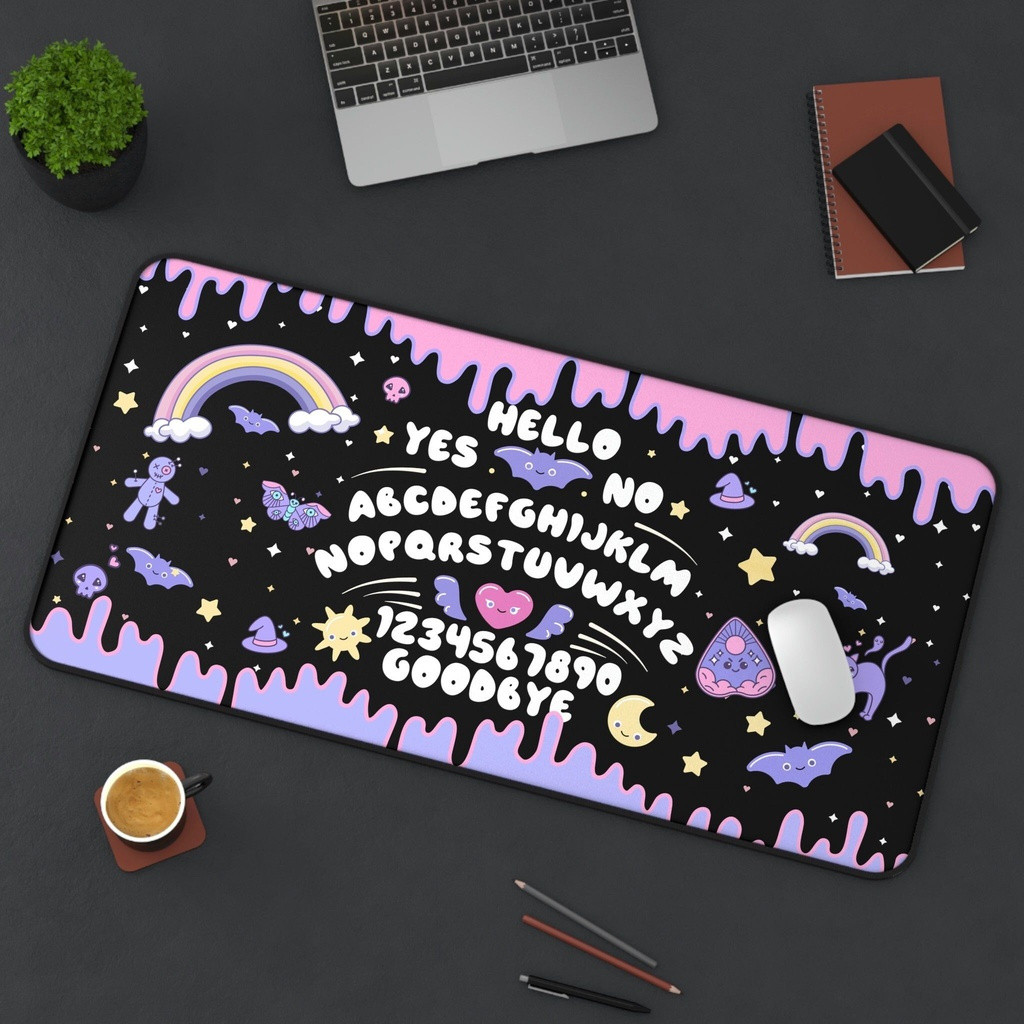 Ouija Board Đen Hồng Tím Để Bàn, Thảm Phù Thủy Bông Tai Kẹp, Pastel Goth Pad, Miếng Lót Chuột Chơi G