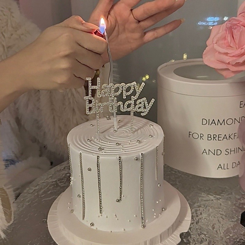 Que tag cắm bánh kem gắn đá sinh nhật happy birthday
