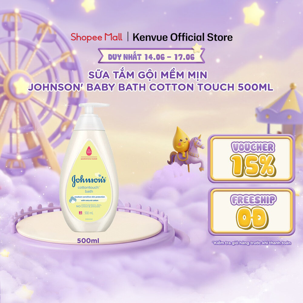 Sữa tắm gội toàn thân mềm mịn Johnson's baby bath Cotton touch 500ml (MỚI) - 100977934