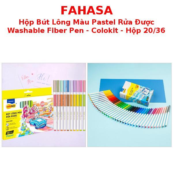 Hộp Bút Lông Màu Pastel Rửa Được Washable Fiber Pen - Colokit - Hộp 20/36