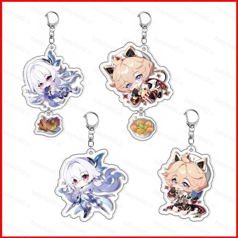 BH2 Genshin Tác Động Acrylic Móc Khóa Dahlia Mặt Dây Chuyền Skirk Túi Phụ Kiện Trò Chơi Anime Ngoại 