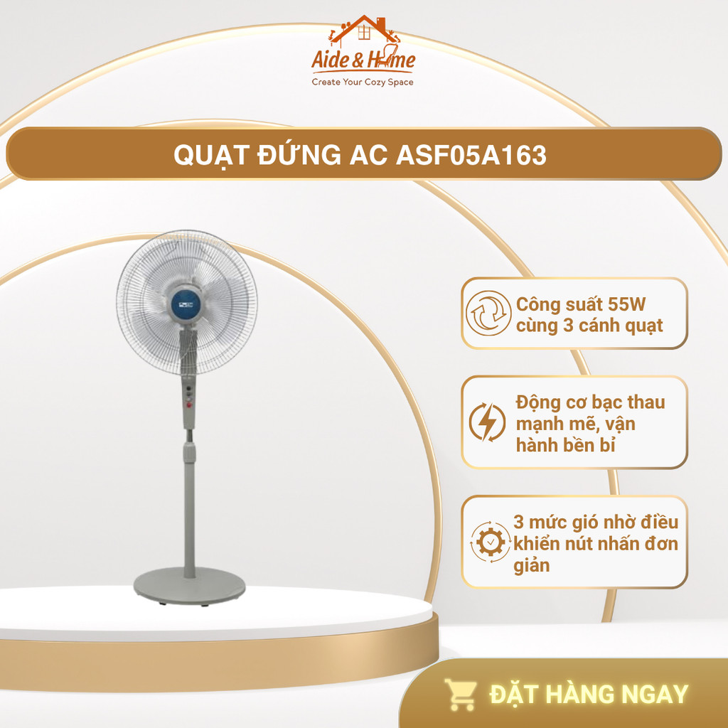 Quạt đứng AC ASF05A163 55W - 3 mức gió - Bảo hành 24 tháng