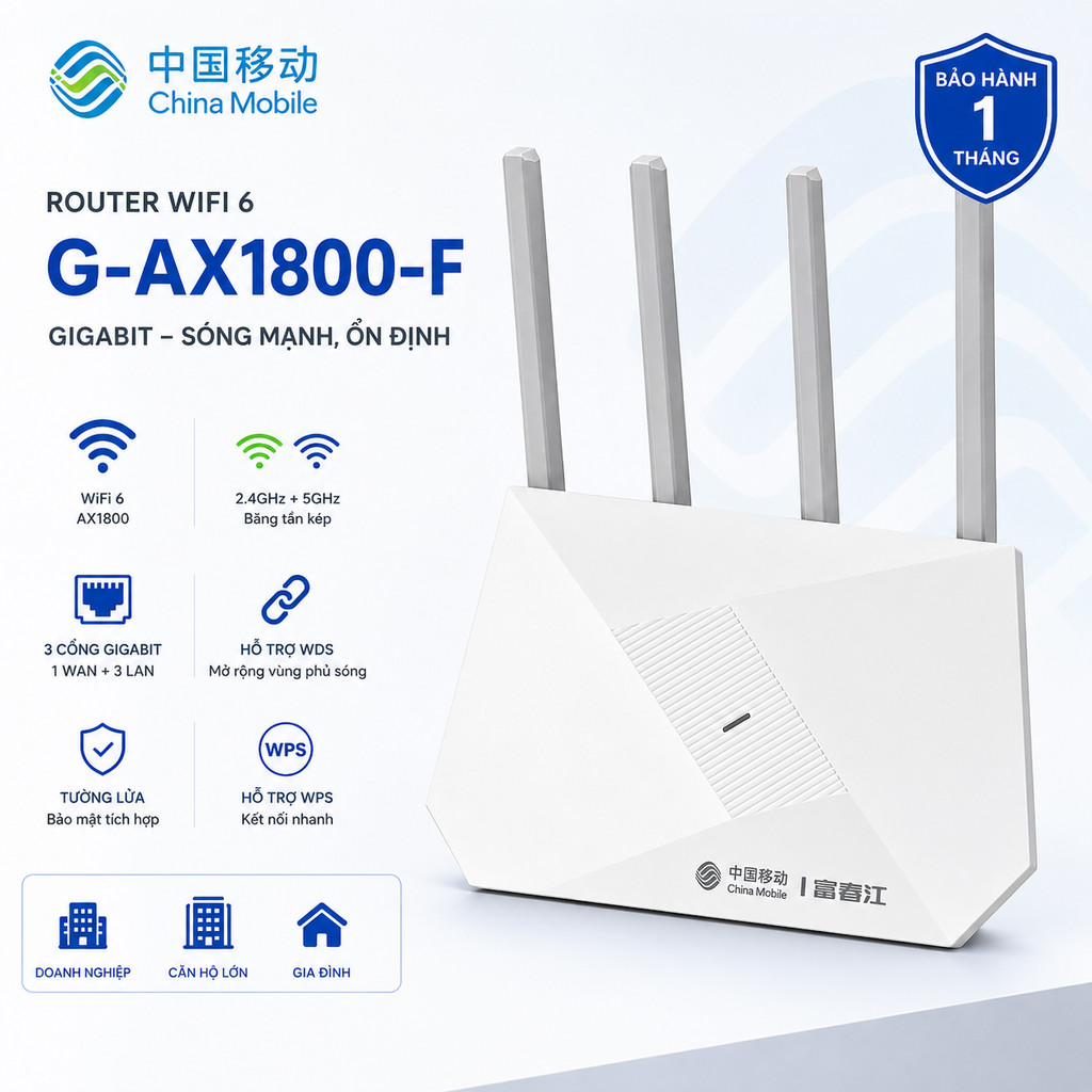 Bộ Phát WiFi 6 Router Wifi 6  G-AX1800-F Fuchunjiang Gigabit  Sóng Mạnh, Chip Khủng, Hỗ Trợ Nhiều Thiết Bị | BigBuy360 - bigbuy360.vn