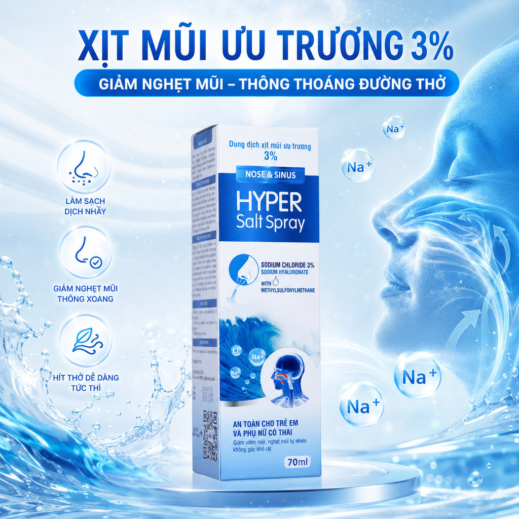 Xịt Mũi Họng Hyper Salt Spray- Rửa và Vệ Sinh Mũi Họng, Bảo Vệ Đường Hô Hấp, Phòng Cảm Cúm - Nhà thu