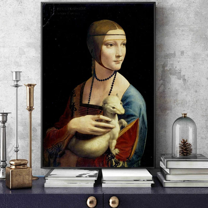 Người Phụ Nữ Với Một Ermine Canvas Tranh Nghệ Thuật Sinh Sản Trên Tường Bởi Leonardo Da Vinci Canvas