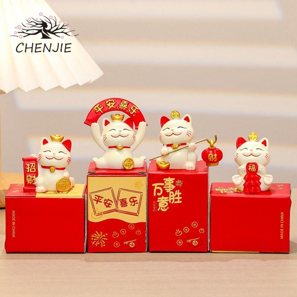CHENJIE CENJIE Maneki Neko Hình thu nhỏ, Phim hoạt hình Phong cách Trung Quốc Tượng nhỏ mèo may mắn,