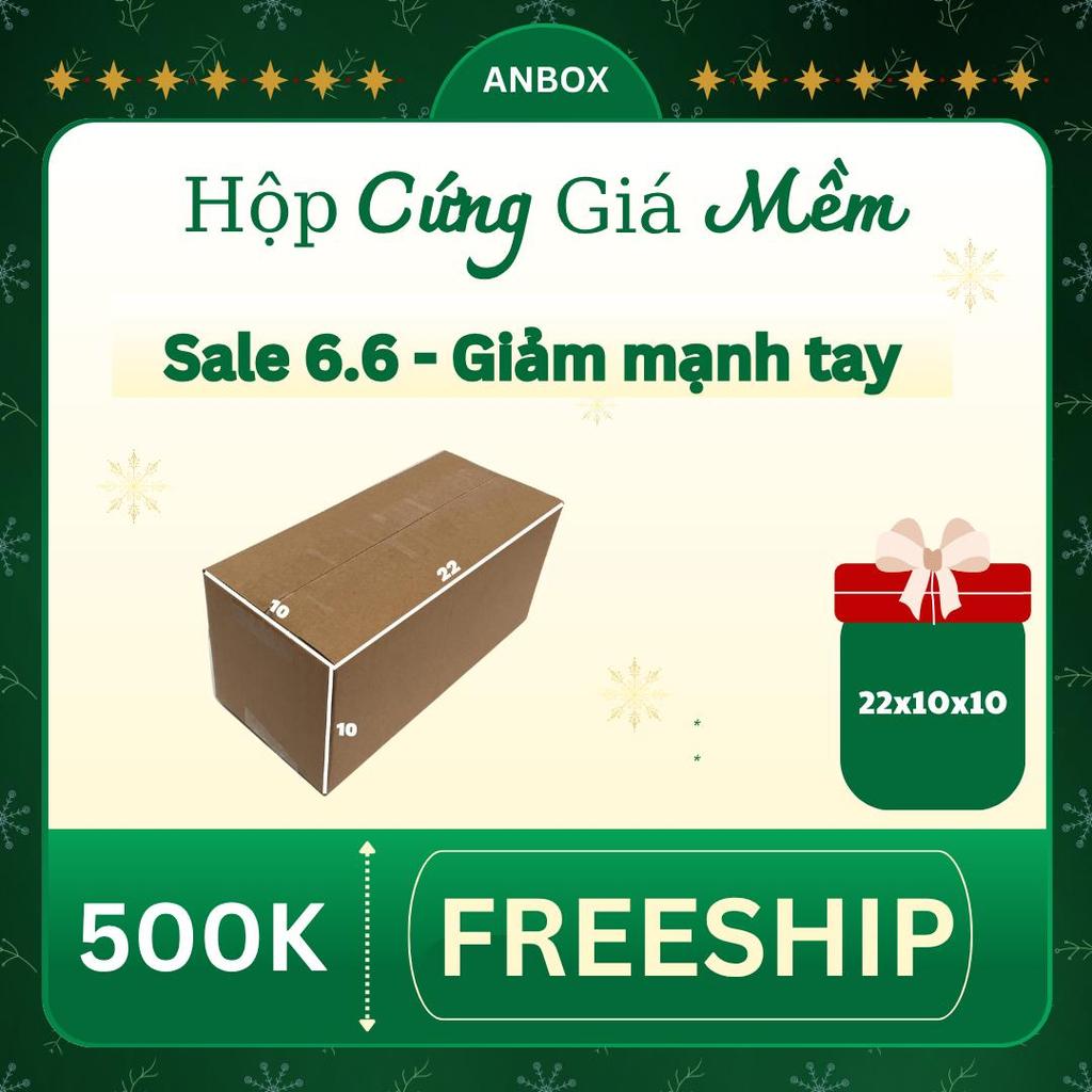 thùng hộp carton gói hàng 22x10x10 bộ 50 không in