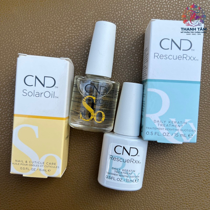 Bộ đôi dưỡng móng thần thánh CND Solar Oil và Rescue RXx 15ml ( NEW ) .TT