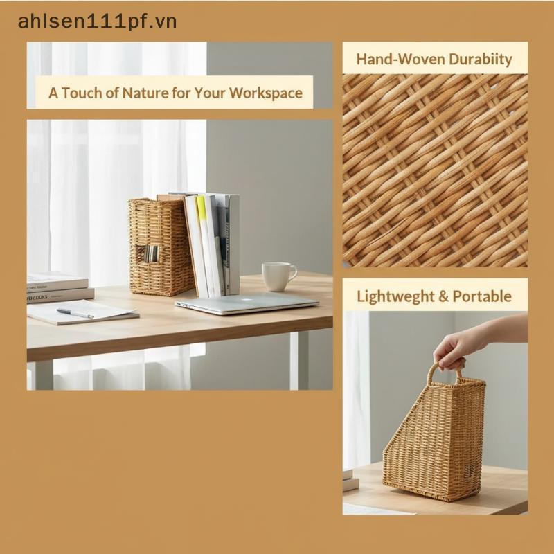 Ahlsenpf Mây Magazine Ra Handwoven File Organizer với thiết kế tự nhiên cho văn phòng VN