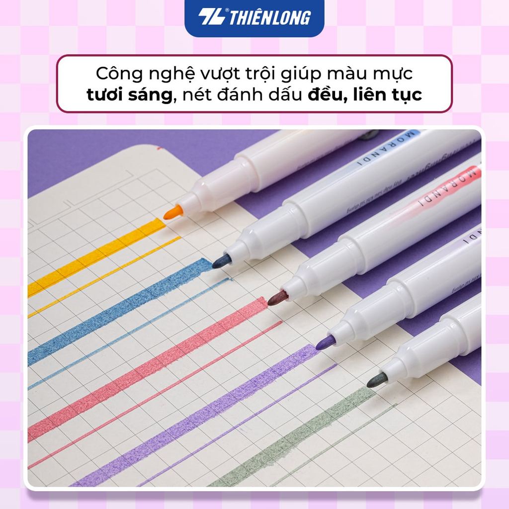 Bút dạ quang màu Morandi Hi Line Thiên Long HL-024 - Công nghệ chống khô mực