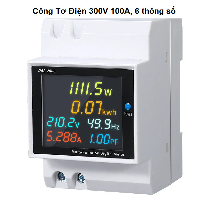 [D52-2066] Công tơ D52 đo 6 thồng số 110V 220V 380V 100A đo điện áp, dòng điện, công suất
