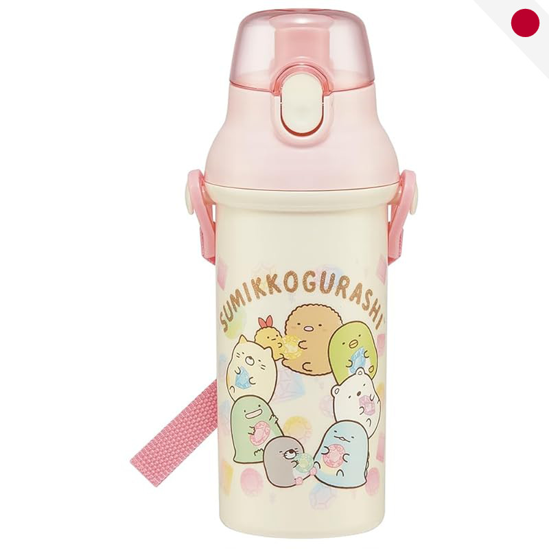 Skater Japan Kids Water Bottle - Sumikko Gurashi Plastic Clear Measurement Antibacterial Japan