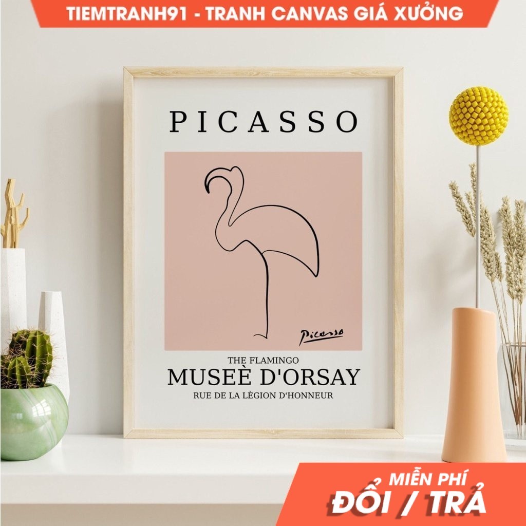 Tranh treo tường Picasso Flamingo, Picasso Poster, Picasso Wall Art, Picasso Animal, Picasso Exhibit