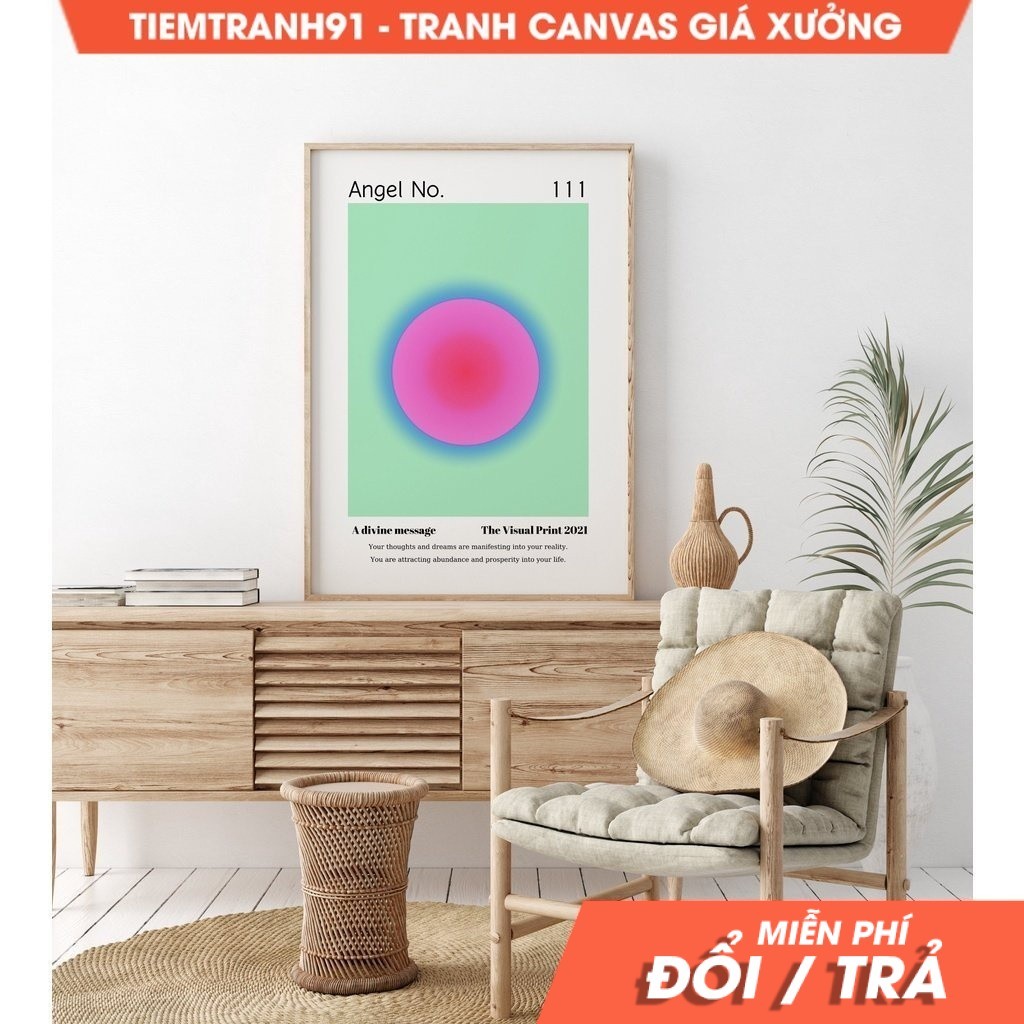 Tranh treo tường Angel Numbers 111, Poster Wall Art,Gradient aura angel energy,Trendy wall art, tặng