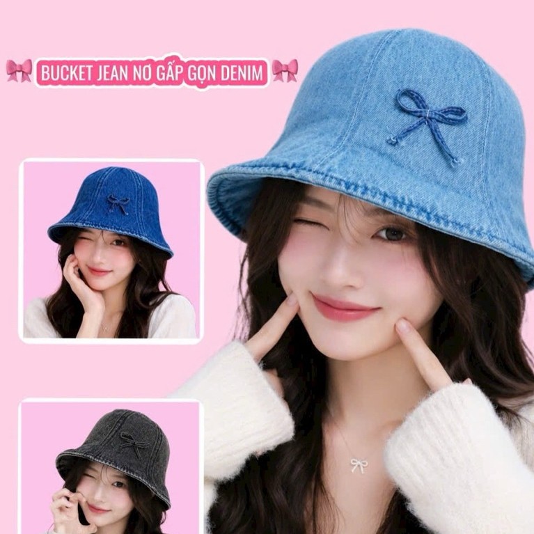 Nón jean, nón denim cho nữ, mũ denim cho nữ, nón bucket cho nữ
