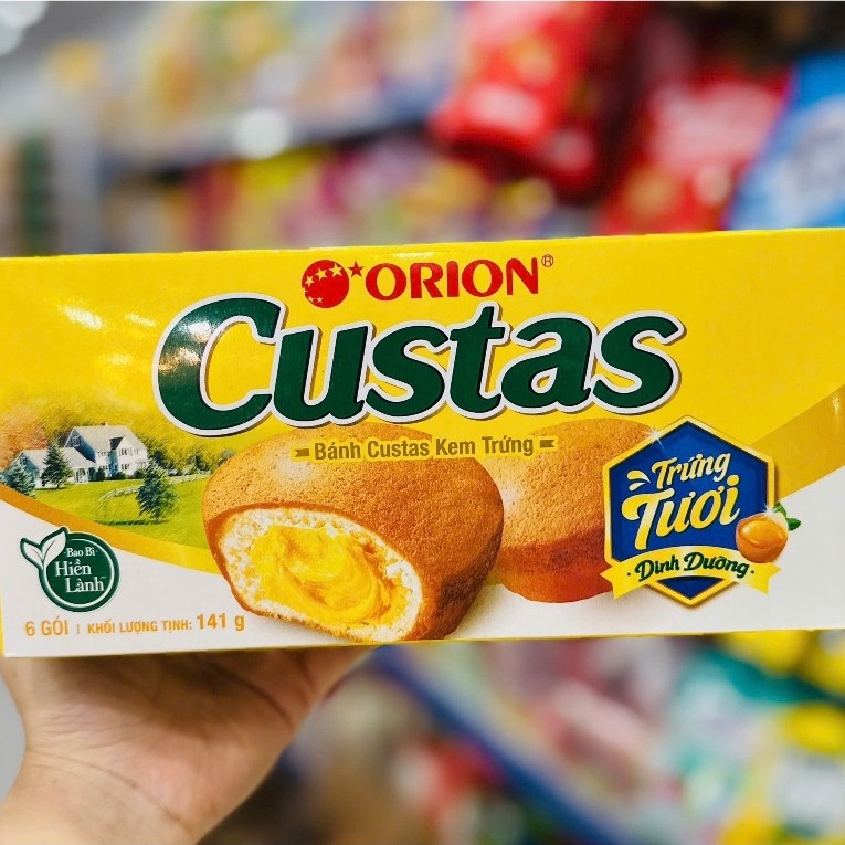 💛 BÁNH Orion Custas Kem Trứng – NGON MỀM, BÉO MỊN KHÓ CƯỠNG, Bánh bông lan Custas