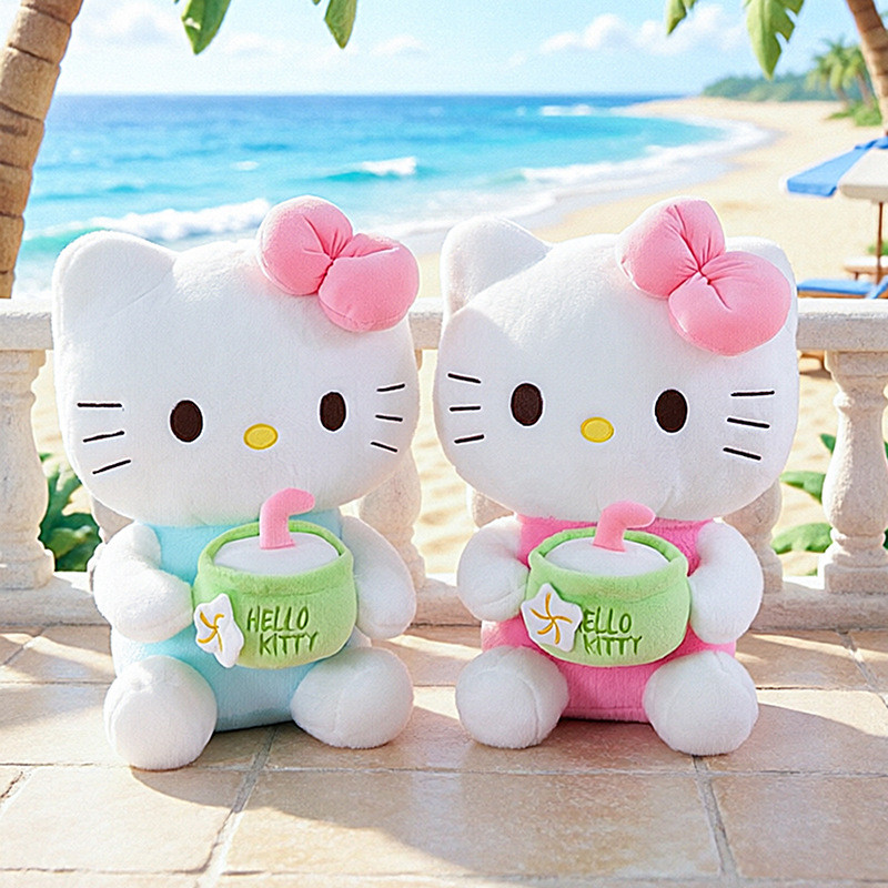 Mới Hello kitty Hawaii Dừa kt Mèo Sang Trọng Búp Bê Ragdoll Sofa Gối Phòng Ngủ Quà Tặng