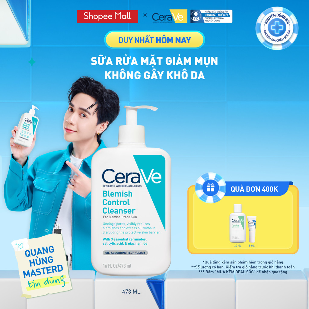 Sữa rửa mặt giảm mụn CeraVe Blemish Control Cleanser 473ml