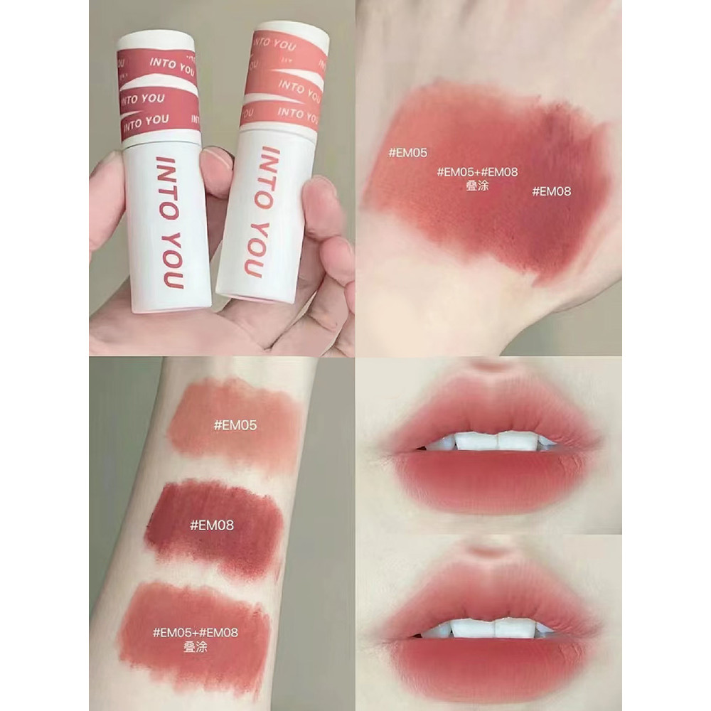 Intoyou Heroine Lip Clay Air Lip Gloss Lip Gloss em05 Nước Mờ Matte Màu Khỏa Thân Son Môi em12
