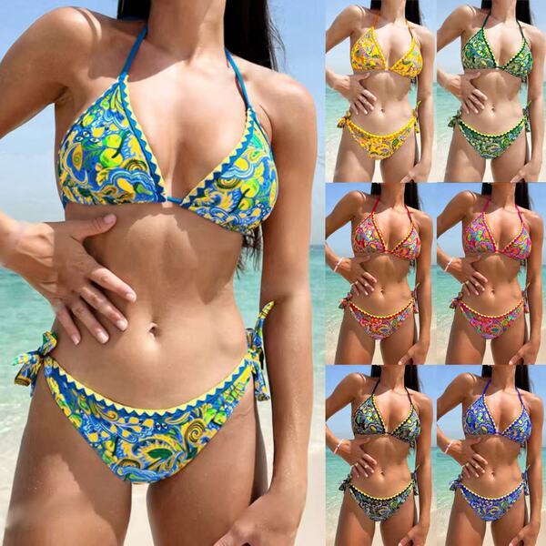 | beach bikini | 【women's bikini】 ✲Bohemian Hoa Bud In Chia Bikini Tam Giác Ren Retro Gợi Cảm Bikini