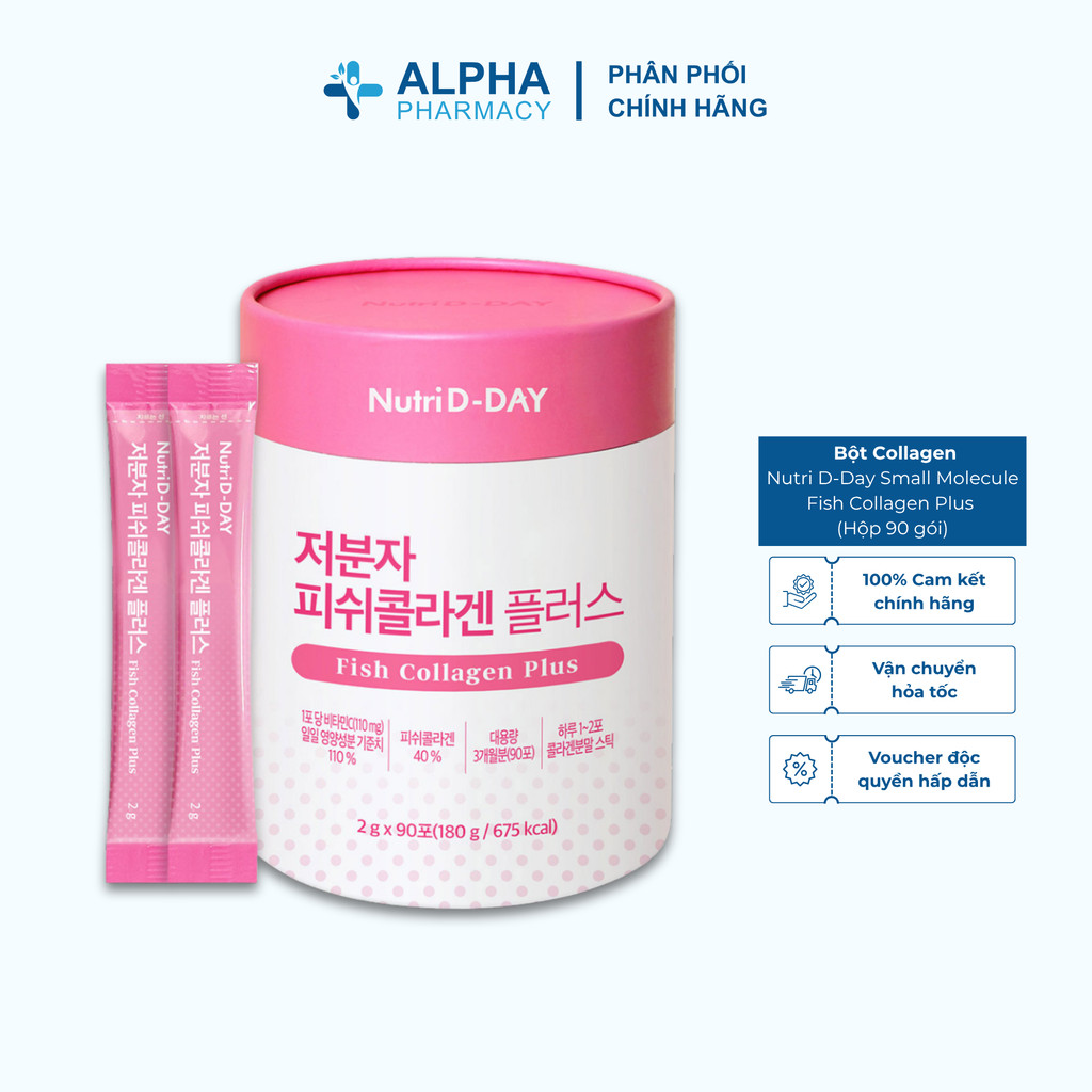 Bột Uống Collagen Thủy Phân Nutri D-Day Small Molecule Fish Collagen Plus - 90 Gói