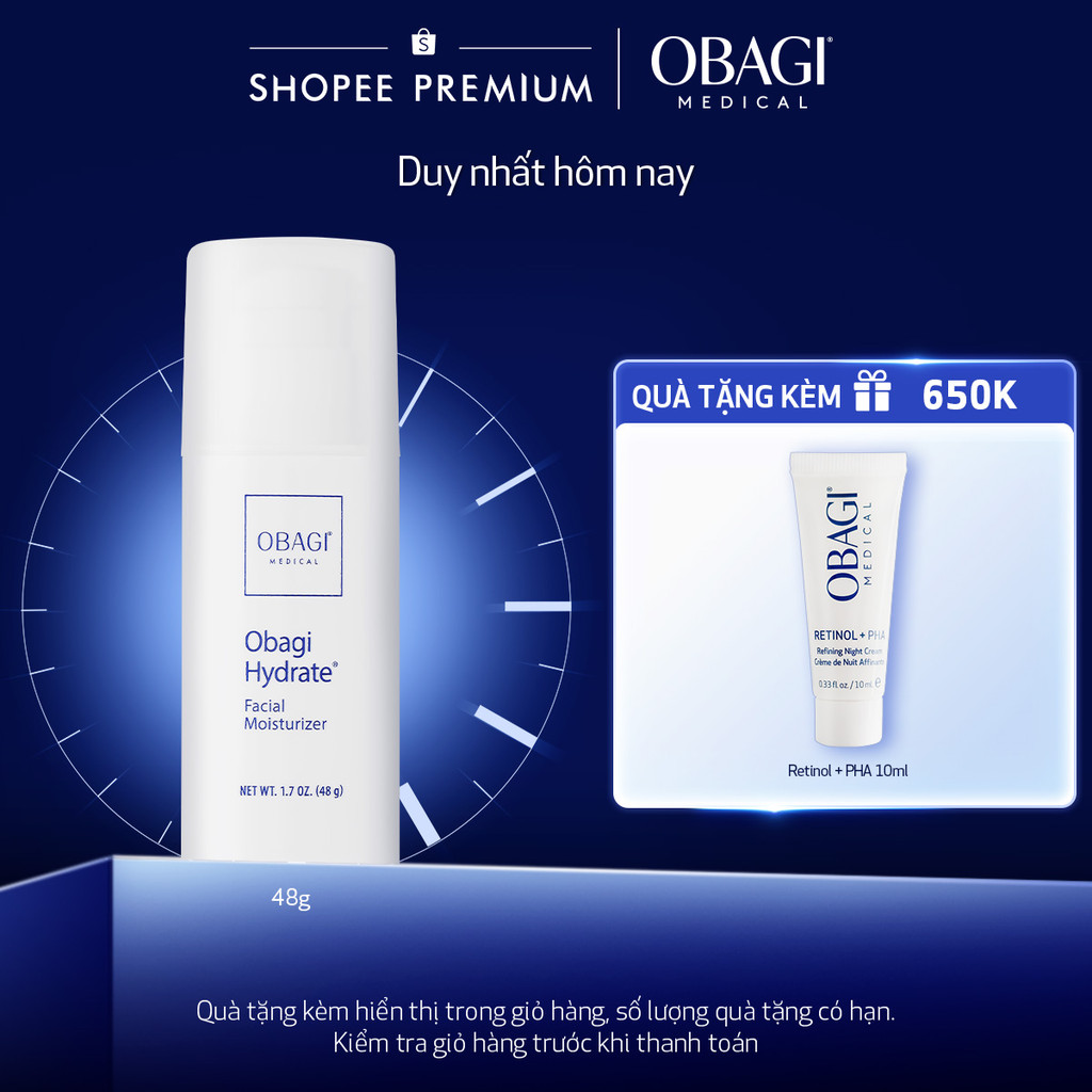 [ĐỘC QUYỀN LIVESTREAM] Kem Dưỡng Ẩm Suốt 8 Giờ Obagi Hydrate Facial Moisturizer 48g