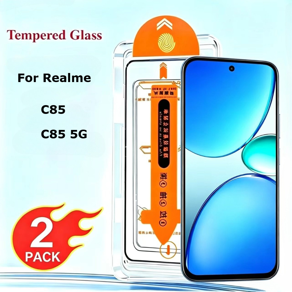 2 Chiếc Cho Realme C85 Kính OPPO Realme C85 Kính Cường Lực Full Cover Keo 9H HD Chống Bụi Điện Thoại