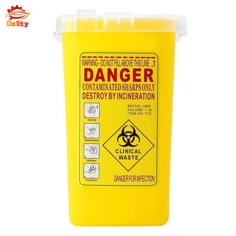 1 Quart Sharps Hộp Đựng Biohazard Xử Lý Lưỡi Kim Thùng Rác Màu Vàng