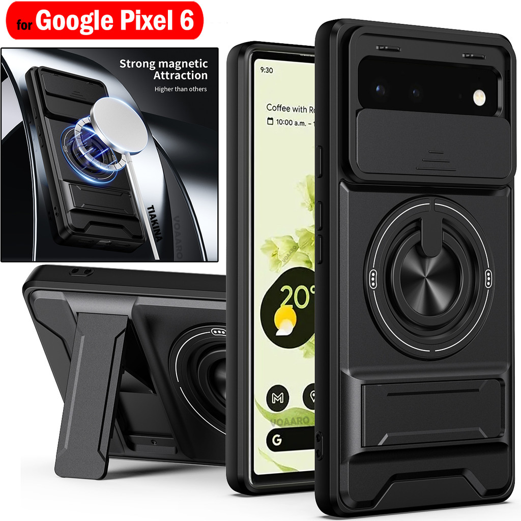 Ống Kính Trượt Funda Cho Google Pixel 6 Ốp điện thoại Xoay Vòng Từ Tính Cho Google Pixel 6 Armor Cas