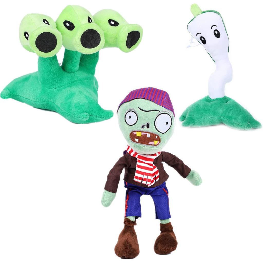 JHESAO 3 Chiếc Thực Vật Và Zombies Sang Trọng Cướp Biển Zombies Đồ Chơi PVZ Sang Trọng 1 2 Búp Bê Mề