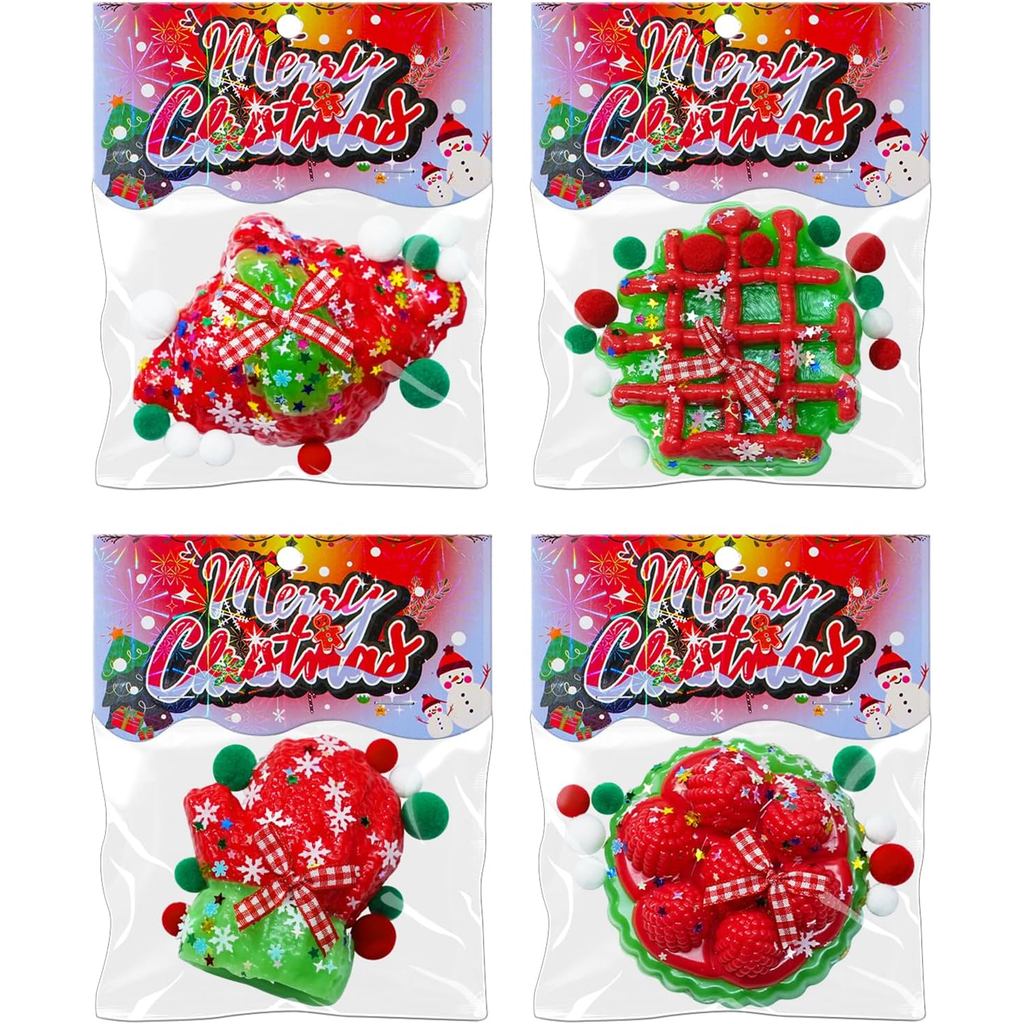 4 Bộ Squishy Giáng Sinh, Đồ Chơi Squishys Fidget Cho Trẻ Em, Gói Squishy Bóp Fufu Giáng Sinh, Đồ Chơ