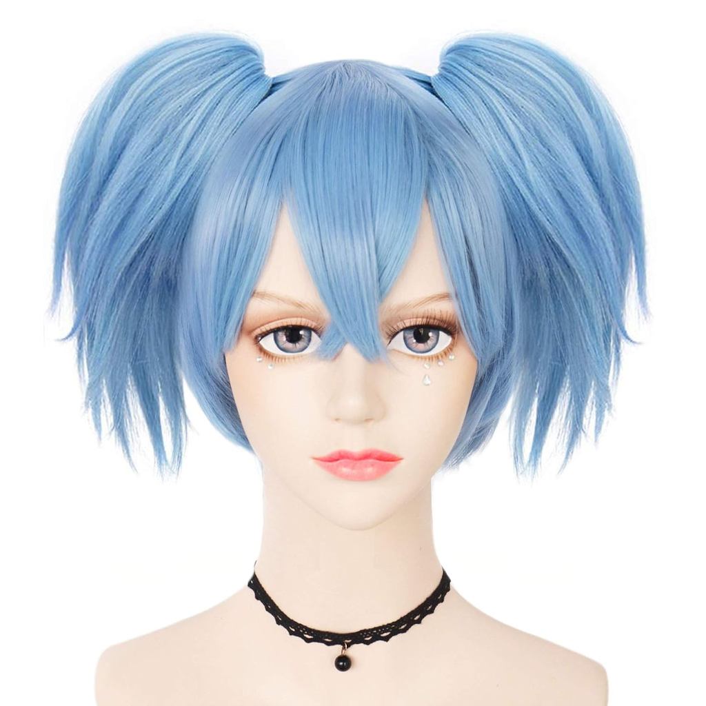 Mũ Tóc ANOGOL + Nagisa Shiota Tóc Giả Cosplay Tóc Giả Màu Xanh Với Đuôi Ngựa Đôi Tóc Giả Anime Màu X