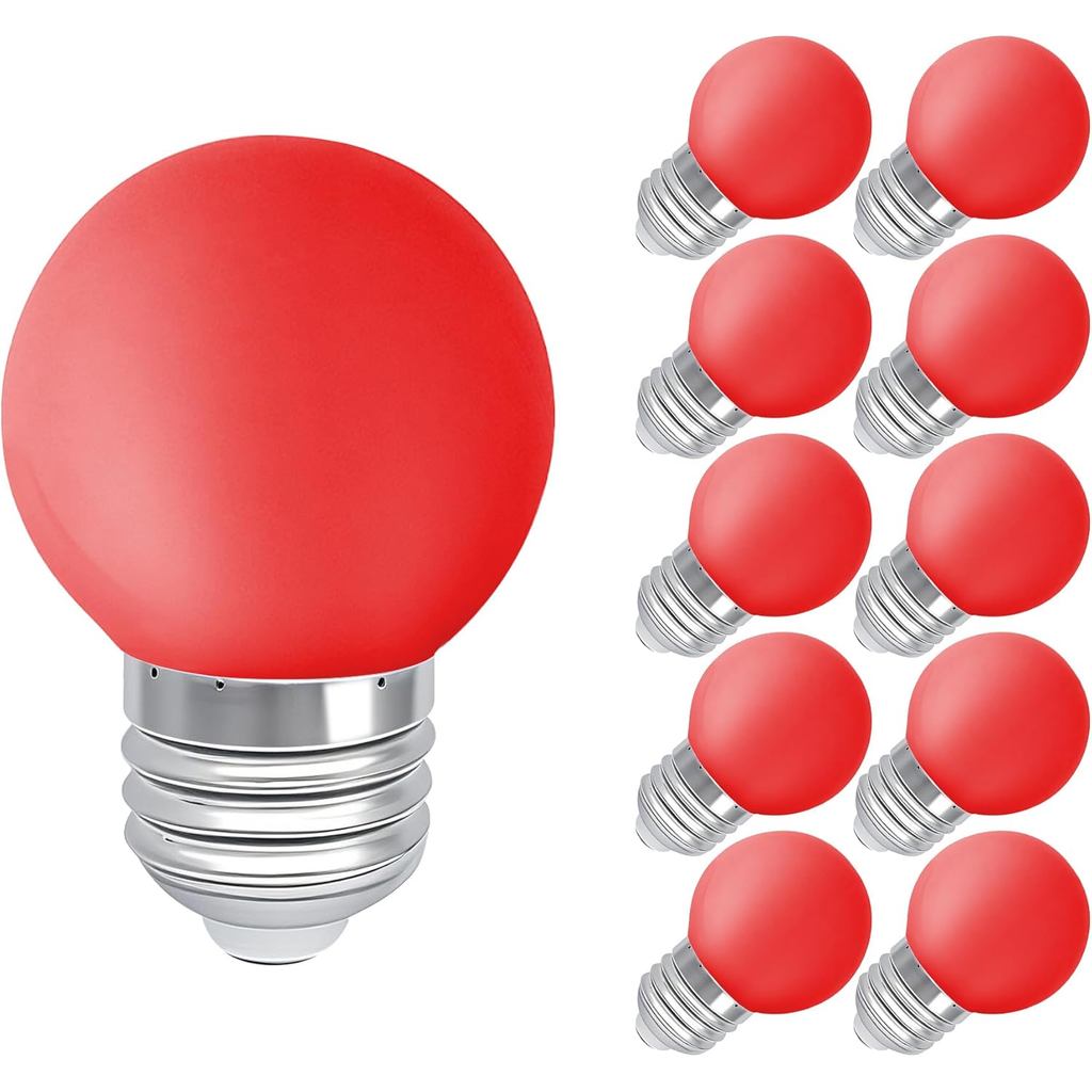 Bóng đèn LED màu đỏ, Bóng đèn ngủ màu 1 watt, Tương đương 10 watt, Đế trung bình E26 E27, Đèn ngủ mà