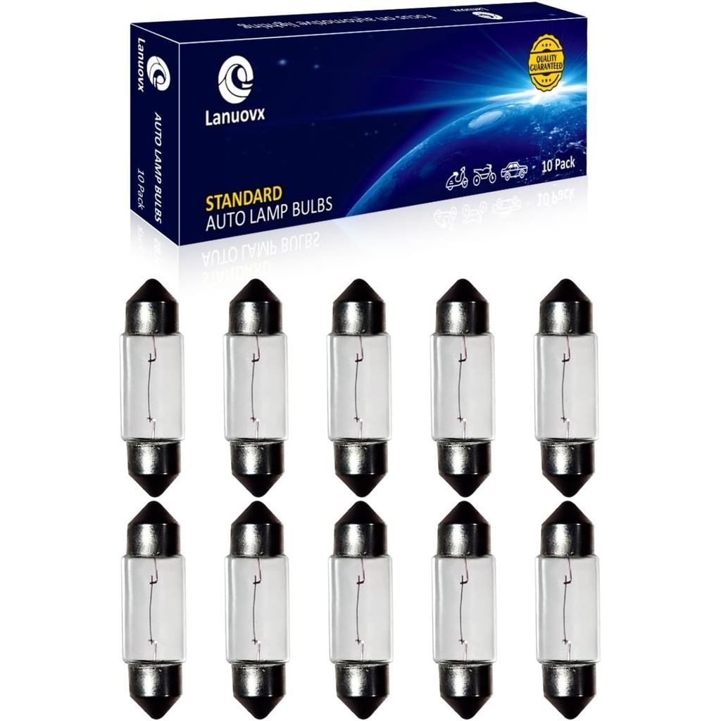 10 Gói 6418 C5W Bóng Đèn Festoon 12V 5W C5W Bóng Đèn Xenon Sv8.5-8 T3.25 10X36mm