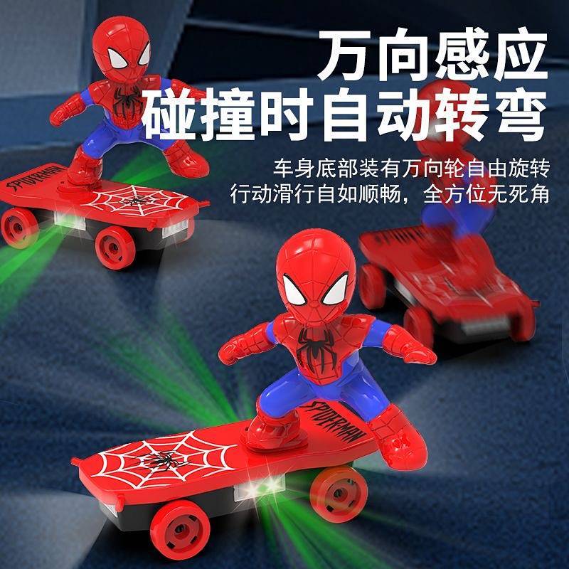 Spider-Man Stunt Car Tumbling Electric Rotating Scooter Boy Puzzle Birthday Gift Toy zaH0