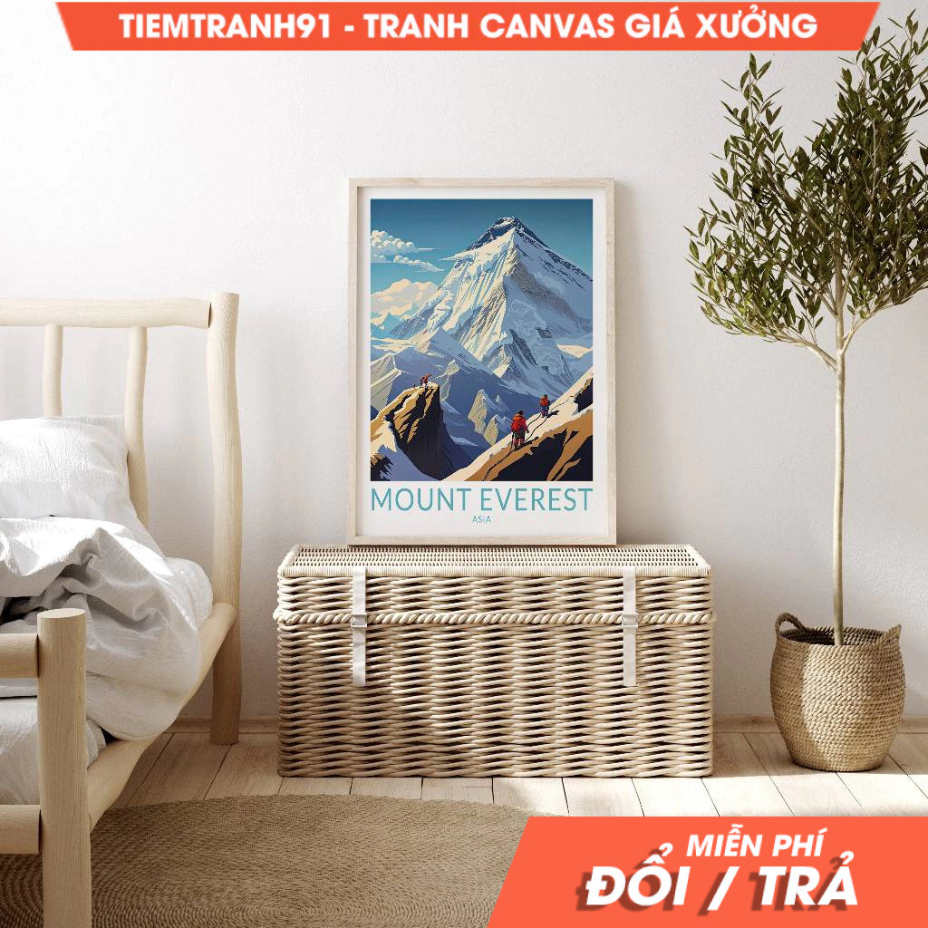 Tranh treo tường, Mount Everest Travel Poster, Everest Mountain Travel Wall Poster, Everest Wall Art