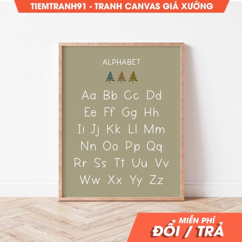 Tranh treo tường Sage Green Alphabet Nursery ABC Minimal Nursery Decor  Kids Room Alphabet  Forest T