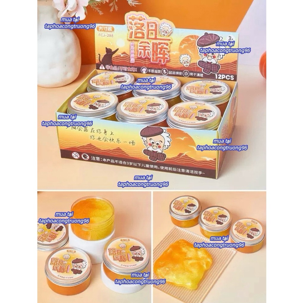 Hộp 12 hũ slime ông già, slime dẻo nhũ óng ánh siêu hót đồ chơi cho bé