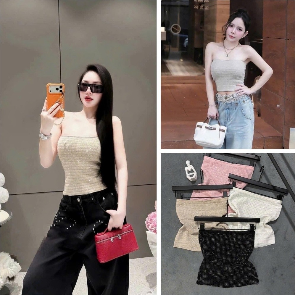 [Follow shop nhận mã 10k] Áo quây len dệt đá bling Meo Meo Shop AP1022