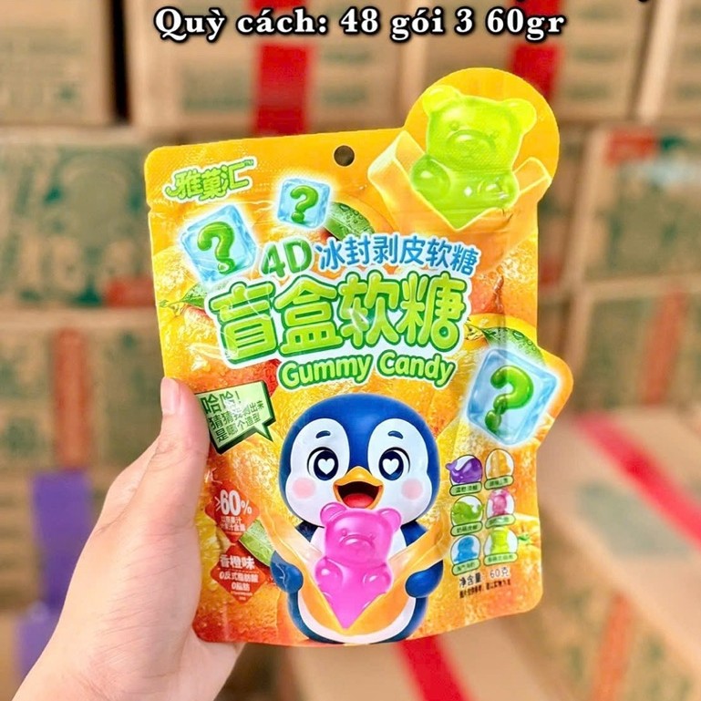Kẹo Dẻo Bóc Vỏ 4D các vị– Gummy Candy Siêu Hot 60g