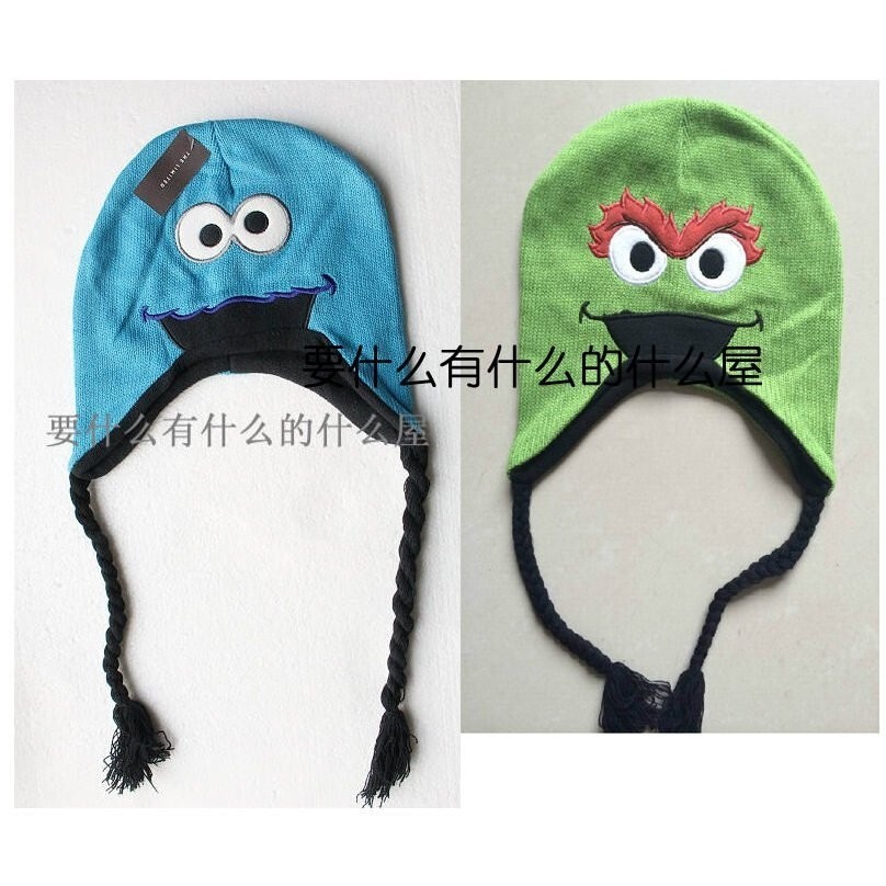 Đặt hàng chính hãng SESAME STREET SESAME STREET Donut MONSTER COOKIE MONSTER Mũ bảo vệ tai lông cừu 